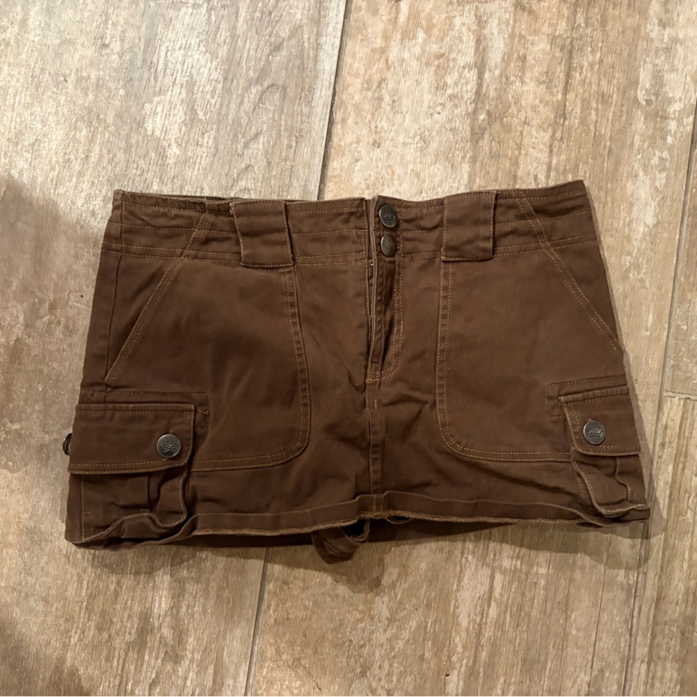 Brown mini skirt built in shorts